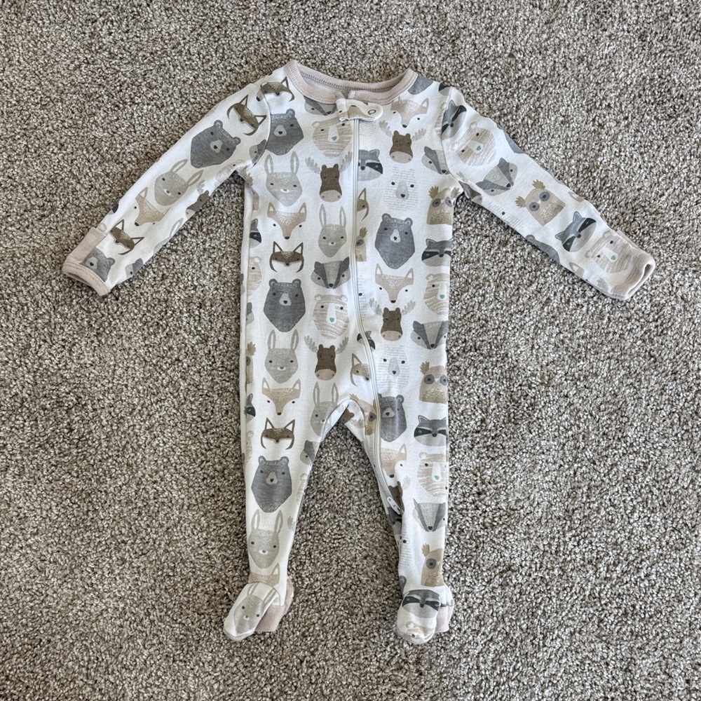 Cloud Island Set of 3 Sleeper Footies 2-Way Zip - Green, White, and Gray - Picture 6 of 6